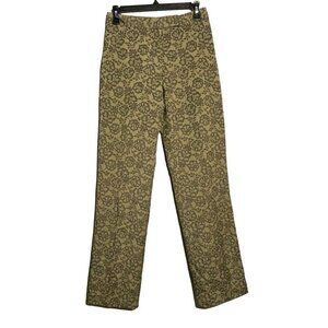 Harold Pants Chino Women Size 2 Straight Skinny Trousers Brown Flower Elegant